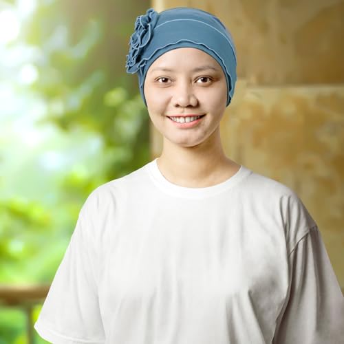 TSKNOMO 4-teiliges Chemo-Kopfbedeckungsset für Damen, atmungsaktive Krebs-Kopfbedeckung, elastische Chemo-Hüte für Frauen mit Haarausfall