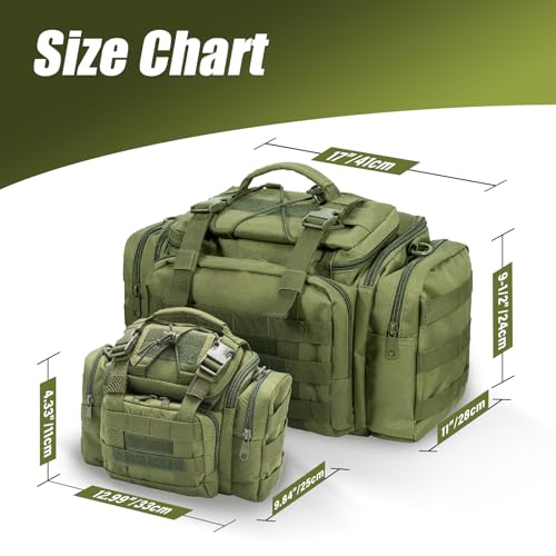 Dr.Fish Angeltasche zur Aufbewahrung von Angelgeräten mit Mehreren Taschen und Schulterbund, große Handtasche, wasserabweisend zum Angeln, Wandern, Jagen, Camping, Reisen, Armeegrün – Bild 2