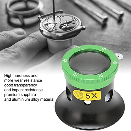 Watchmaker Loupe, Sapphire Aluminium Alloy Jewelers Loupe High Hardness 5X Magnifying Eye Loupe Wide Application Jewelry Magnifier for Gems Jewelry Stamps