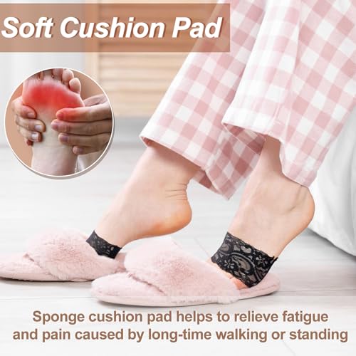 Image of Cutecrop 12 Pairs Women's Open Toe Topper Socks for Mules Non Slip Sandal Liner Socks No Show Toe Covers with Sponge Cushion