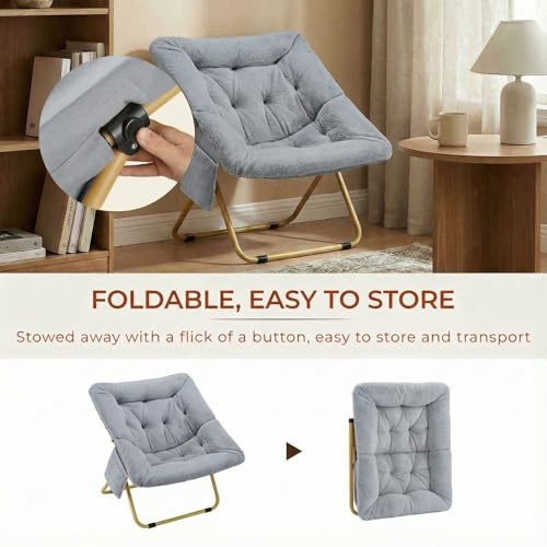 Sillón plegable tipo peluche gris miniatura 5