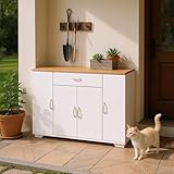 FurnitureR Weißer Garderobenschrank, MDF-Material, modernes Design, praktischer Stauraum, vielseitig einsetzbar im Flur, Schlafzimmer oder Büro