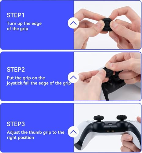 GeekShare Thumb Grip Caps for PS5, Thumbsticks Cover Set Compatible With Switch Pro and PS4/PS5 Controllers, 3 Pairs / 6 Pcs (Black)