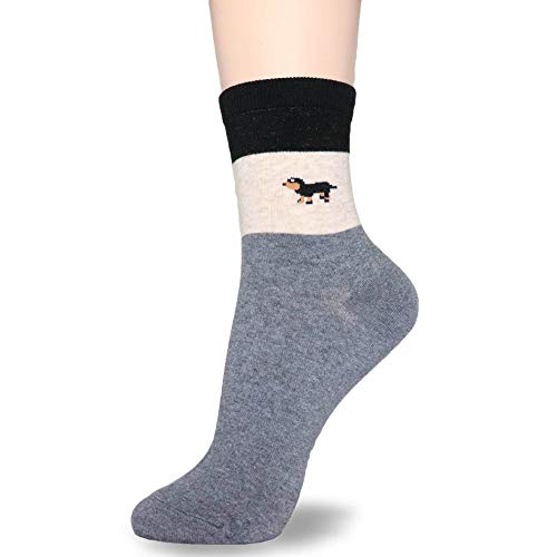 Dearmy Dog Socks For Women | Dog Mom Cute Animal Socks | Best Christmas Birthday Gifts | Gifts For Women (Womens Shoes Size 5-9, Dark Gray,Navy, Beige,Black, Gray) #TOP5
