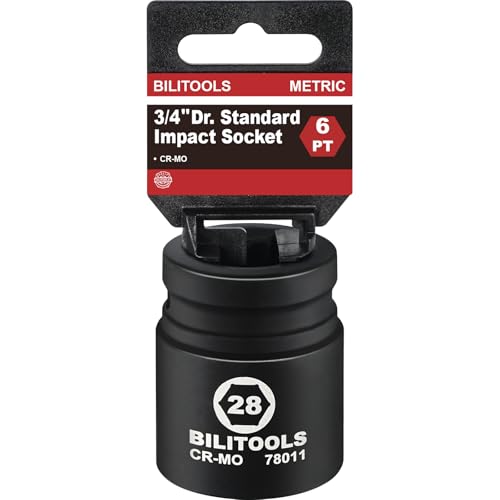 BILITOOLS 3/4" Drive Deep Impact Socket 28mm, Metric, Axle Nut Socket