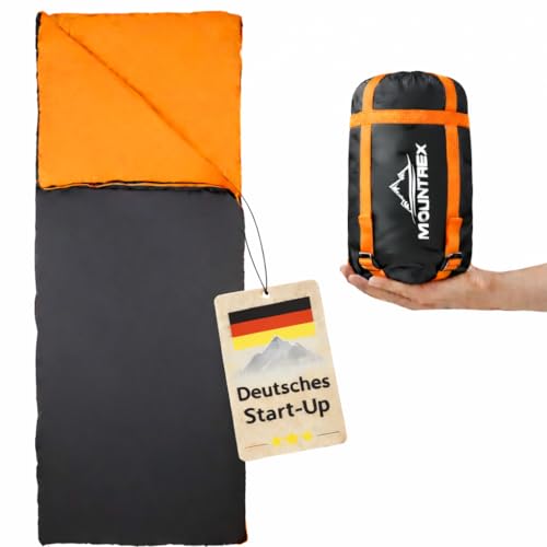 MOUNTREX Schlafsack - Kleines Packmaß & Ultraleicht (700g) Sommer Deckenschlafsack - Outdoor Sommerschlafsack – Camping, Reise, Festival – Koppelbar