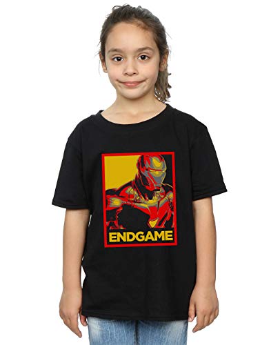 Marvel Girls Avengers Endgame Iron Man Poster T-Shirt Black 5-6 Years