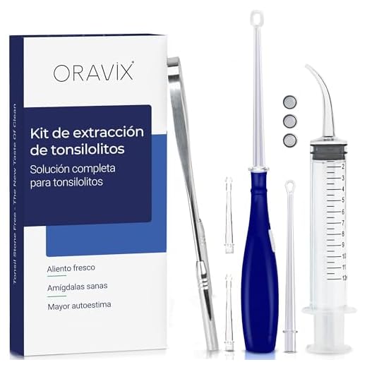 Kit de extracción de tonsilolitos o amigdalinos de 3 herramientas: Tonsil Pick, Raspador de lengua de Cobre, Jeringa de 12 ml de punta curvada.