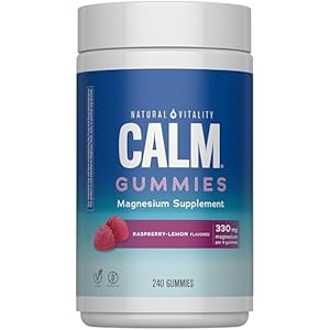Natural Vitality Calm Magnesium Gummies | 330mg Per Serving | Raspberry Lemon Flavored Supplement | Gluten-Free & Vegan | 240 Count