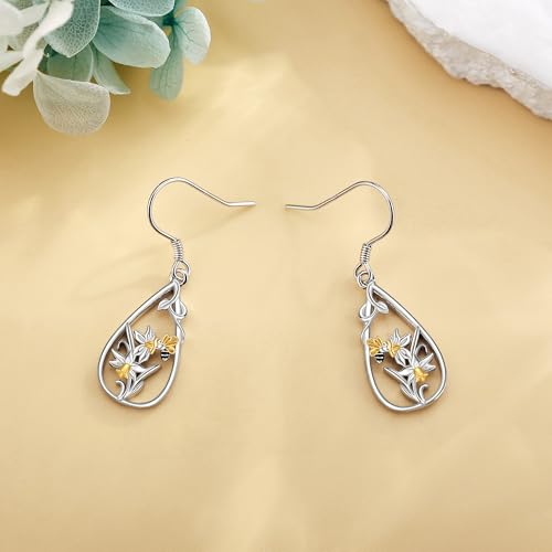 Boucles d'oreilles jonquilles pendantes argent 925 pour femme et fille - 6