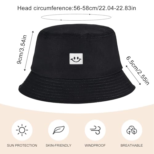 SEFIRST 2 Stück Fischerhüte Bucket Hat, Sonnenhut Baumwolle Bucket Hut Fischerhut Anglerhut für Damen Herren, UV-Schutz Faltbar Sommermütze Freizeithut Herbst Wandern Camping Reisen (Schwarz, Weiß) – Bild 3