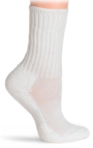 Thorlos Women's AX Max Cushion Fitness Crew Socks, White, Medium