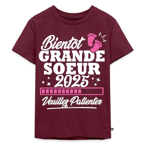 T Shirt Enfant Premium Bientôt Grande Soeur 2025 pour l'annonce originale en famille
