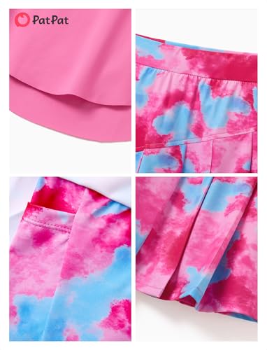 Image of PATPAT Girls Tennis Skirt Sets Moisture Wicking Tank Tops and Pleated Skirts 2 Piece Outfits Activewear Sets 5-12 Years