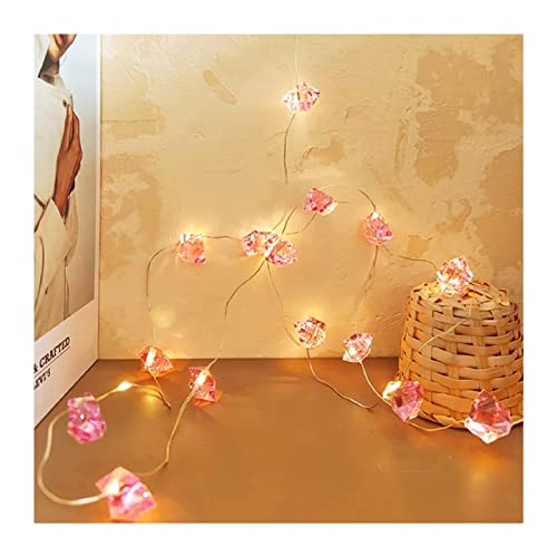 Guirlandes lumineuses cristal rose guirlande décorative pierre à piles