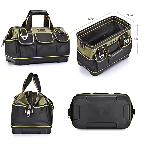 Ounic Tool Bag, 15 Inch Wide Mouth Tool Bag For Men Women With Waterproof Strong Molded Base, Heavy Duty Tool Bag Organizer Bag With Adjustable Shoulder Strap Specially Designed For Various Tools #TOP5