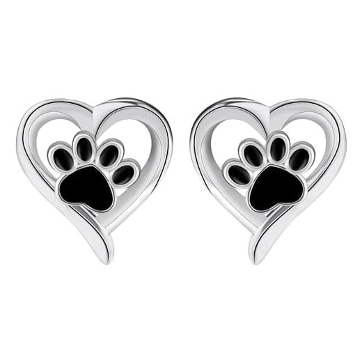 Yinsen Pendientes de Huella de Perro Plata 925 para Mujer Niñas, Joyas de Corazón, Regalos de Cumpleaños para Mujeres e Hijas
