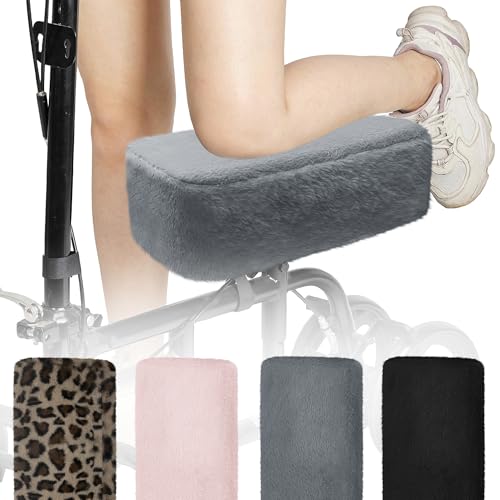 SPRING SEAON Knee Scooter Pad Cover - Soft Fluffy Plush Memory Foam Pad 2 Inch Thick Comfort Padding Machine Washable Suitable for Knee Walker Accessories Universal Fit(Gray))