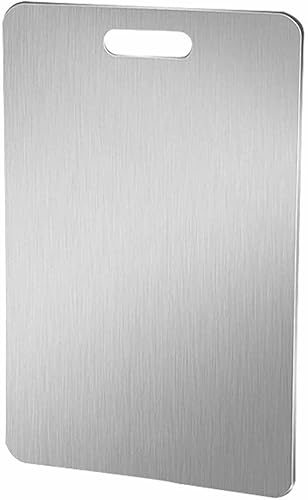 Titanium Stainless Steel Cutting Board, Thick Metal Kitchen Chopping Board with Non-Slip Edge, Dishwasher Safe Metal Cutting Board for Hygiene &