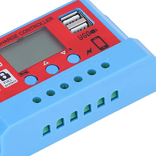 Solarladeregler, Solarladeregler 12V 24V 3-Stufen-PWM-Photovoltaik-Laderegler mit LCD, Laderegler für Erneuerbare Energien (30A)