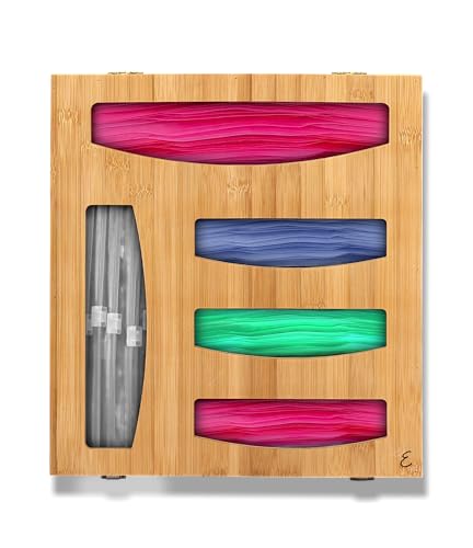 Emeril Lagasse Bamboo Bag Storage Organizer – 5-Compartment Food Storage Bag Holder for Kitchen Drawers & Countertops – Durable Bamboo, Universal Fit for Slider & Zipper Bags - image 1
