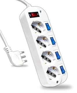 V-TAC Multipresa Elettrica con Interruttori Indipendenti - 4 Prese 10/16A Bipasso + Schuko - Spina 16A - Presa Elettrica per Casa, Ufficio, Negozio - Ciabatta - Colore Bianco