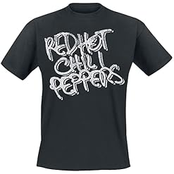 Red Hot Chili Peppers Black and White Logo Homme T-Shirt Manches Courtes Noir S - Les Beatles, Paul McCartney, John Lennon, RIngo Starr, George Harrison