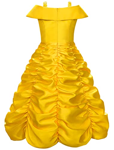 Knemmy Princess Dress Up Clothes Halloween Beauty And Beast Costume For Girl Cosplay Birthday Outfit Yellow (Yellow, 4(120)) #TOP1