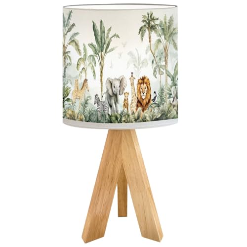 Lámpara de mesa para niños con diseño de animales y pantalla de lino