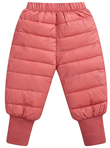 Baby Down Trousers Elastic Snow Pants Padding Lightweight Winter Pants Soft Active Trousers Casual Outdoor Red 3-4Y