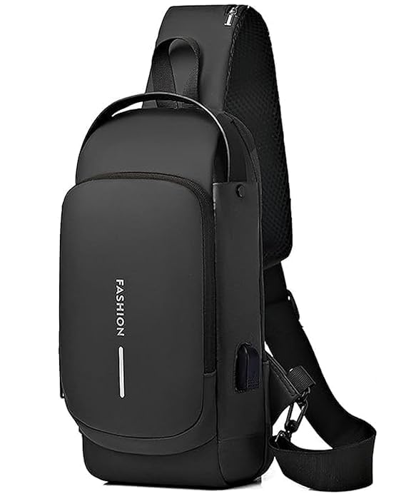 Fashion Multifunctional Anti-Theft Women,Men Cross Body, Chest, Sling Bag with USB Charging Port, Water Resistant Fabric, Password Lock-picture-54
