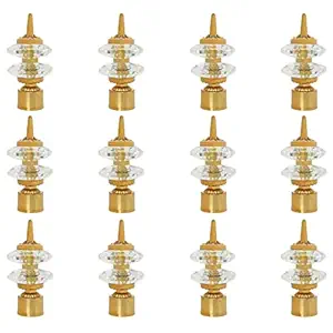 INKART Diamond Finished Steel Curtain Bracket Parda Holder Rod Pocket Finials Designer Door and Window Rod Support Fittings (Pack of 12, Gold)