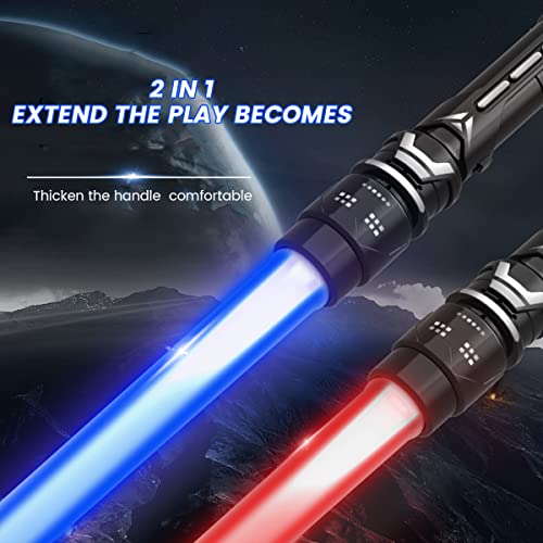 Ihvewuo 2Pcs Dueling Lightsaber Blade Light Up Saber Reusable Retractable 7 Colors Saber For Kids Adults Rgb Light Sword With Realistic Sound Effect Hand Light Up Sword 2-In-1 L Led Dual Light Toy #TOP1