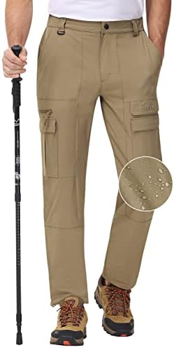 MoFiz Mens Cargo Hiking Pants Lightweight Quick Dry Water Resistant Outdoor Mountain Golf Utility Work Pant with 7 Pockets Khaki M