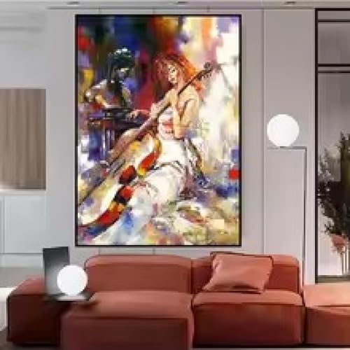 Peinture sur toile musique salon - Impression affiche guitare et violon nordique 60x90 cm