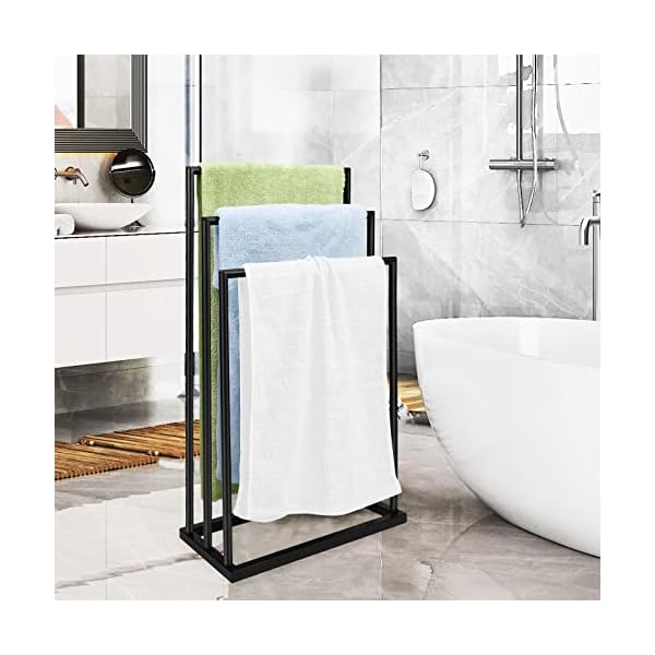 3 Tiers Stainless Steel Towel Rack, Freestanding Towel for Bathroom, Holder Drying Stand Towel, Bathroom Accessories Organizer Bath Storage & Hand Towels, Washcloths, Next to Tub or Shower
