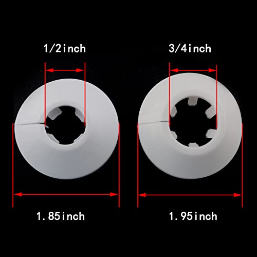 JJHXSM 6pcs 1/2inch Flange Water Pipe Cover Decoration 16mm White Pipe Cover Radiator for Wall Pipe Decoration - Thumbnail 2