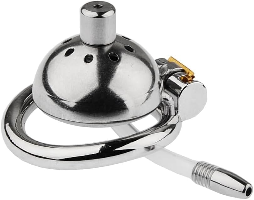 Inverted Chastity Cage SM Sex Toys Steel Stainless Flat Chastity Cage Male Cage Chastity Device Chastity Lock Beginner Cage to Prevent Erection Bondage for Men(50mm)