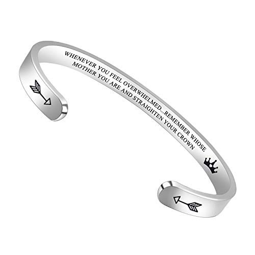 BTYSUN Gifts for Mom Women Inspirational Bracelets Birthday Gift for Her Wife Cuff Bangle Personalized Mothers Day Jewelry Mantra Quotes Engraved Jewelry