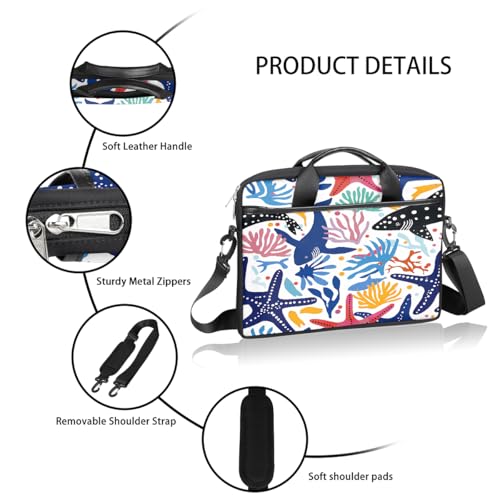 Maletín para laptop estampado estrella de mar y ballena 15 pulgadas miniatura 4