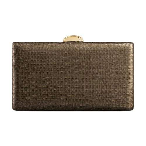 PU Leather Clutch Purse Plaid Print Evening Bag Unique Crossbody Handbag for Party Wedding Prom Bronze