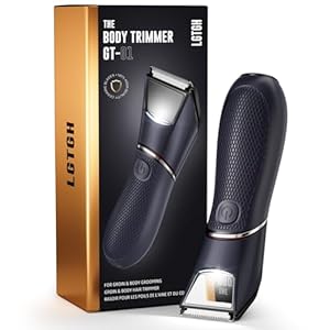 Body Hair Trimmer for Men: Pubic Hair Trimmer with Mirror & LED Light – Electric Ball Shavers with Ceramic Blades & Travel Lock – Body Groomer IPX7 Waterproof Wet/Dry Use for Groin/Legs/Chest