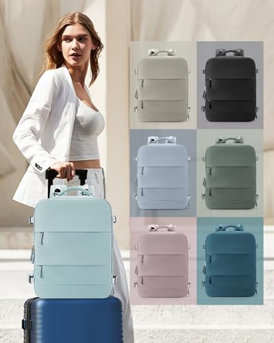 Image of coowoz Large Travel Backpack Carry On for Women Man Gym Backpacks with Laptop Compartment Mochila de Viaje Teacher Personal Item Backpack Rucksack Airplane Accessories Must Haves Blue