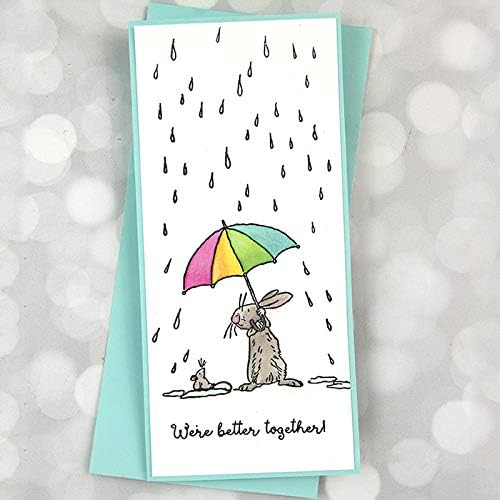 Rabbits Umbrella Metal Cutting Dies and Stamps Sets for Card Making When The Rain Has Stopped The Sun Will Shine and You Too Friendship Phrase Words Clear Stamps for Paper Crafting Scrapbooking - Image 5