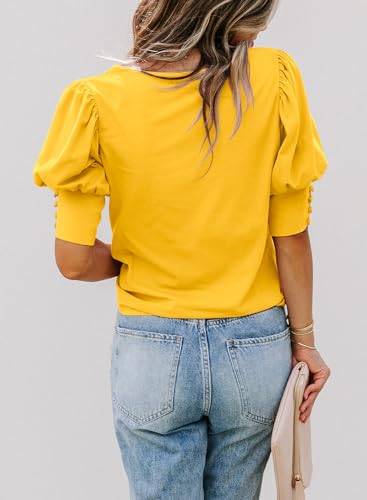 DOROSE Women's Casual Tops Puff Sleeve Loose Blouses T Shirts3