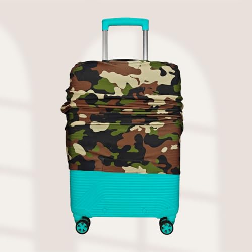 Image of Army Printed Luggage Cover for Traveling Bag & Suitcase - Stretchable & Scratchproof Trolley Protector with Velcro Lock & Lightweight Washable Material(Suitcase Not Included, Only Cover in Product)