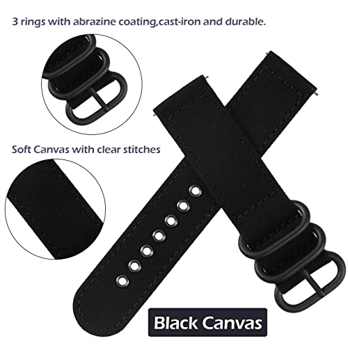 Zeit Diktator Watch Band Quick Release 18Mm 20Mm 22Mm 24Mm Canvas Smart Watch Strap For Men&Women (18Mm, Black) #TOP1