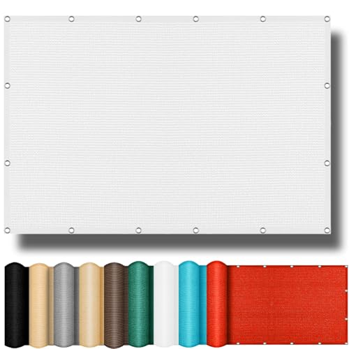 Voile d'ombrage rectangulaire 5x7m blanche perméable et anti-âge