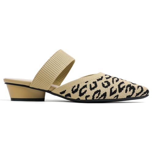 Image of Semwiss Pointed Toe Mules for Women Chunky Low Heeled Sandals Breathable Backless Mesh Knit Slip on Loafers