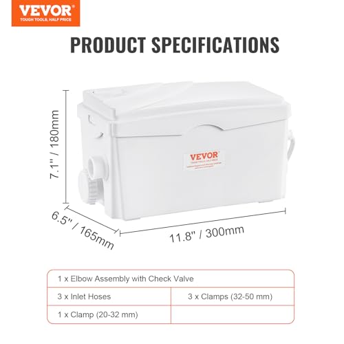 Image of VEVOR 350W Utility Sink Pump 6000 L /h Flow 23 ft Head Drain Pump